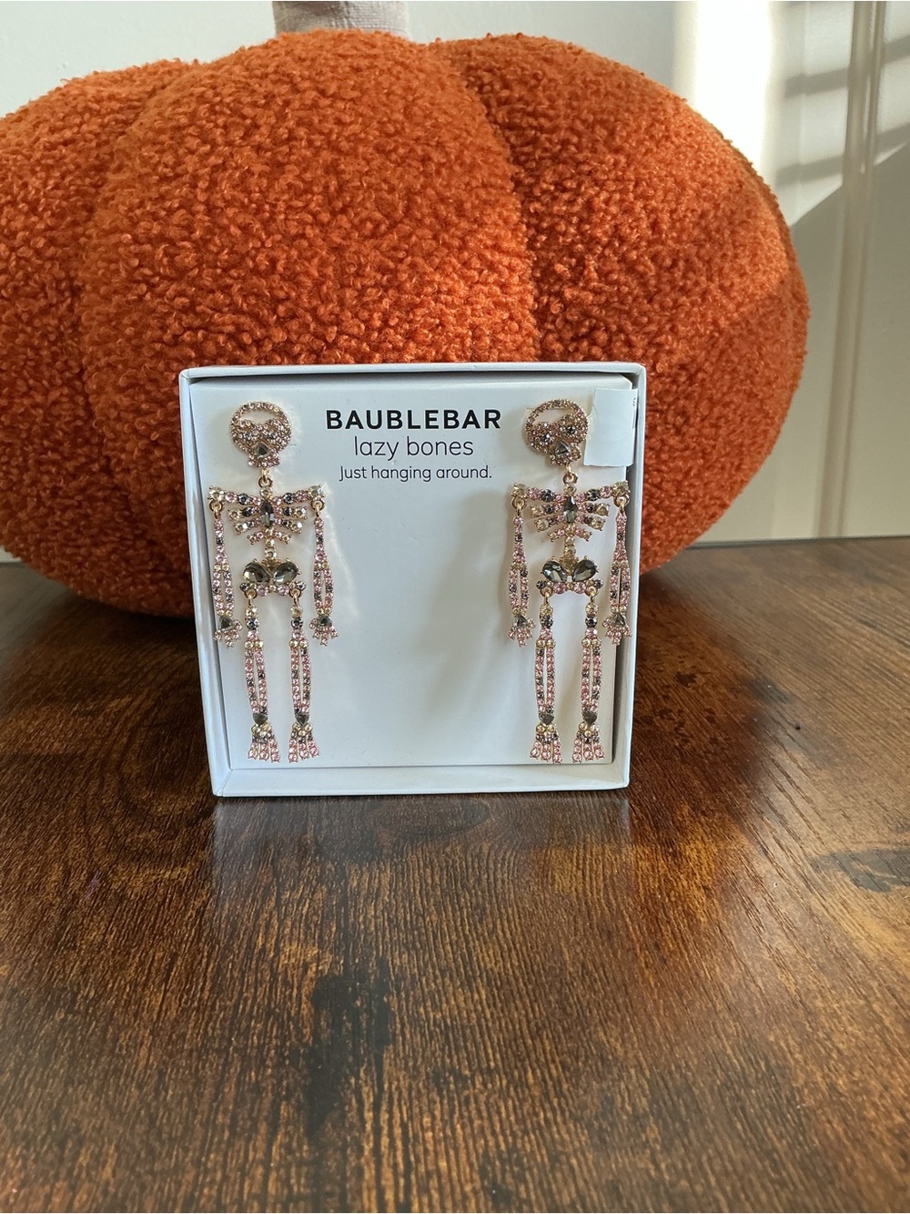 BaubleBar Rose Gold Pink Skeleton Drop Earrings